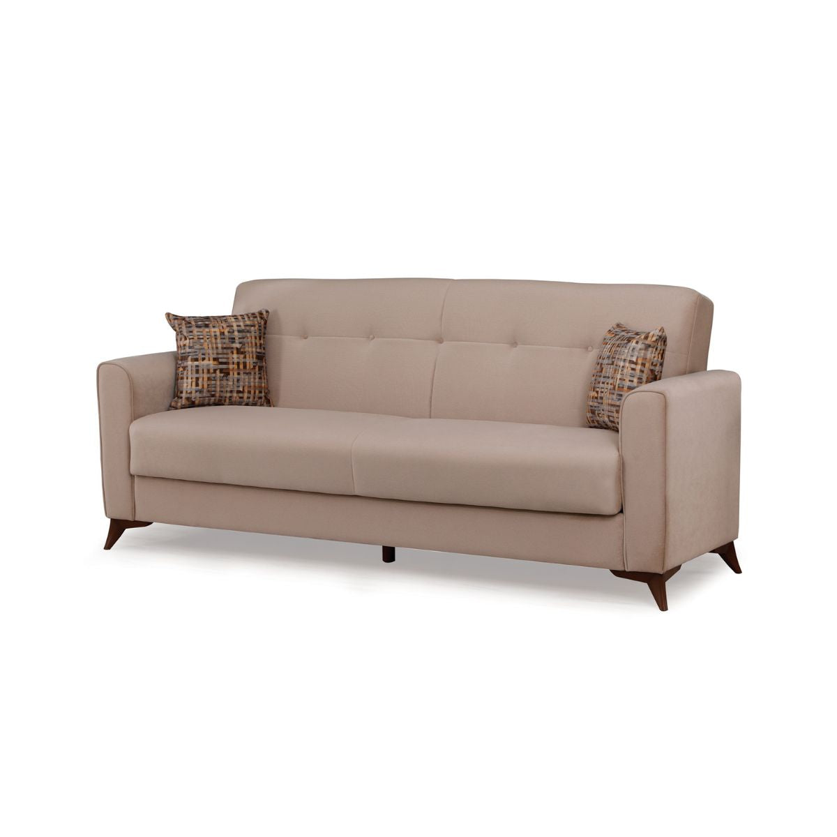 Canapea extensibila bej din textil, MDF si metal 218 cm Stockholm Ipar, 1, hectarul.ro
