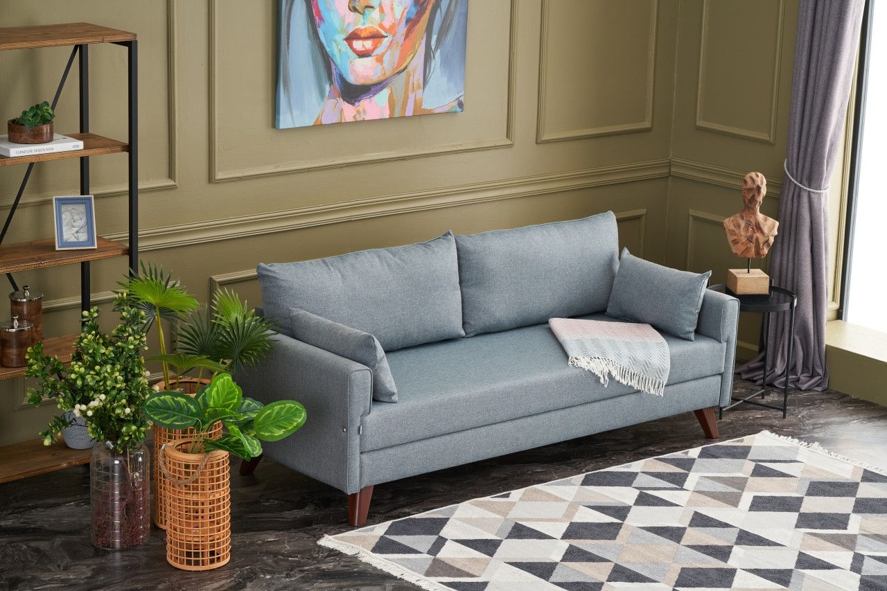 Canapea extensibila cu 3 locuri Bella Soft - Blue