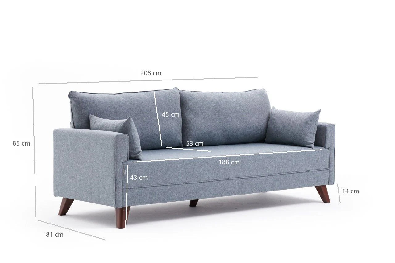 Canapea extensibila cu 3 locuri Bella Soft - Blue