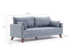 Canapea extensibila cu 3 locuri Bella Soft - Blue