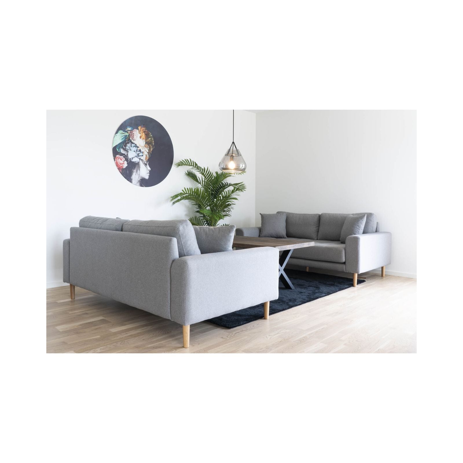 Canapea gri deschis din poliester 180 cm Lido House Nordic