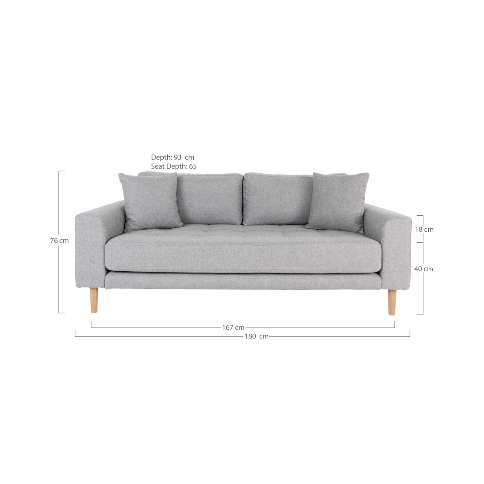 Canapea gri deschis din poliester 180 cm Lido House Nordic