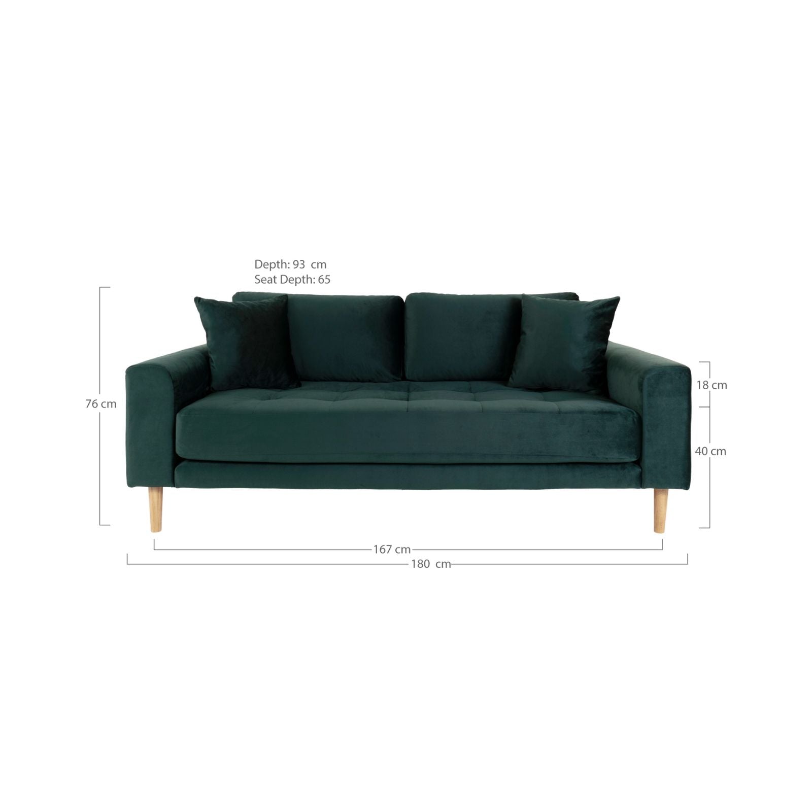 Canapea verde din catifea poliester 180 cm Lido House Nordic