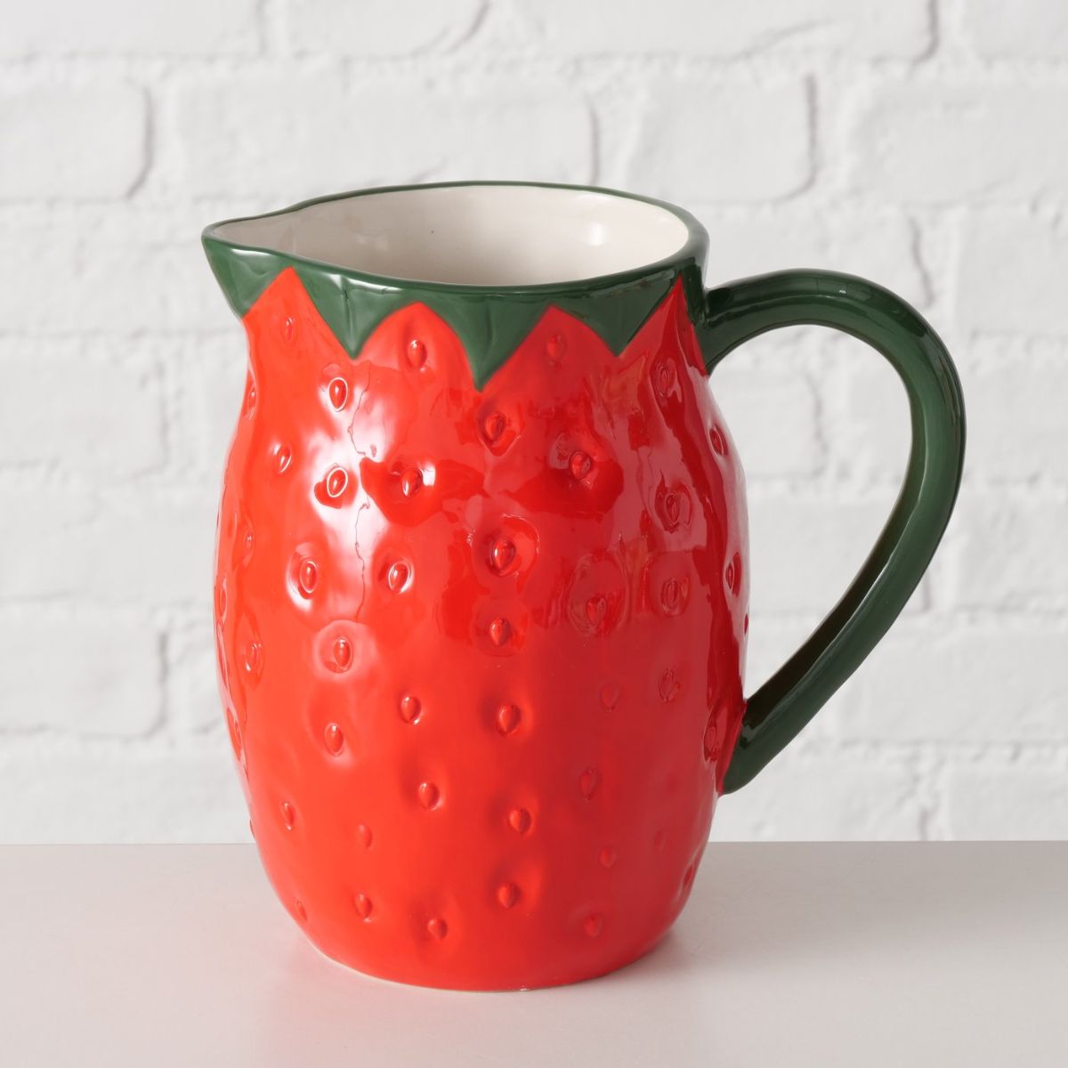 Carafa rosu/verde din portelan 1200 ml Strawberry Boltze, 5, hectarul.ro