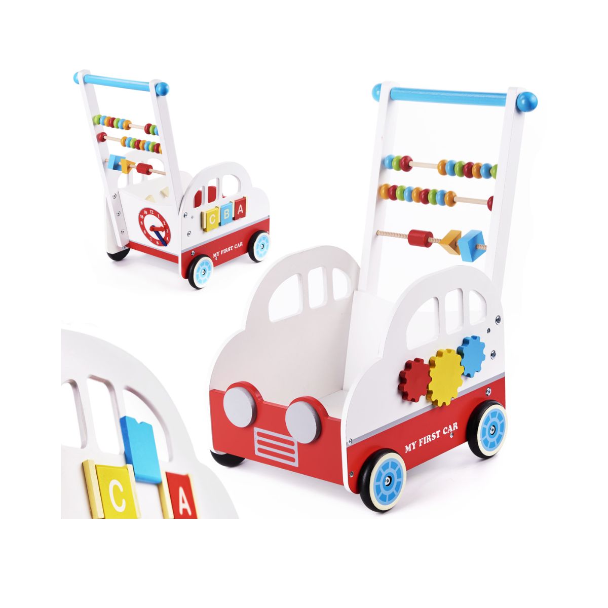 Carucior tip masina de impins din lemn cu numaratoare