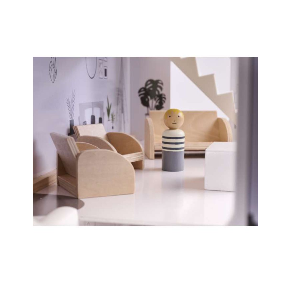 Casa de papusi din lemn cu mobila , 61.5 x 27 x 83 cm, 5, hectarul.ro