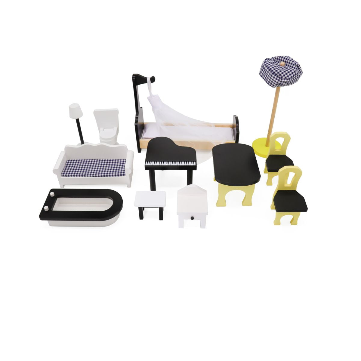 Casa de papusi din lemn MDF + mobilier 122cm XXL LED, 3, hectarul.ro