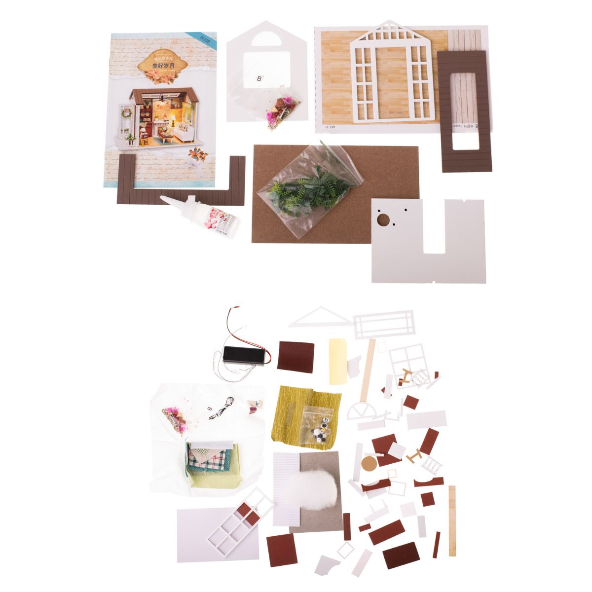 Casuta de papusi DIY , living cu mobiler lemn si leduri, 5, hectarul.ro