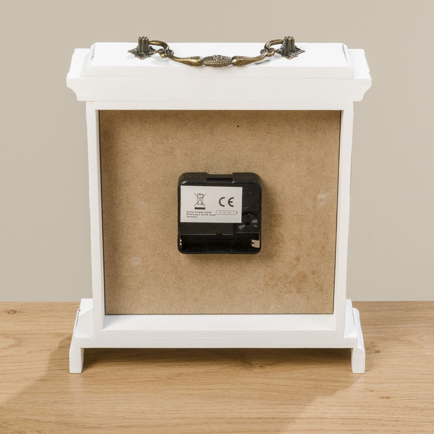 Ceas de masa, alba, din MDF si sticla, Betty Boltze, 5, hectarul.ro