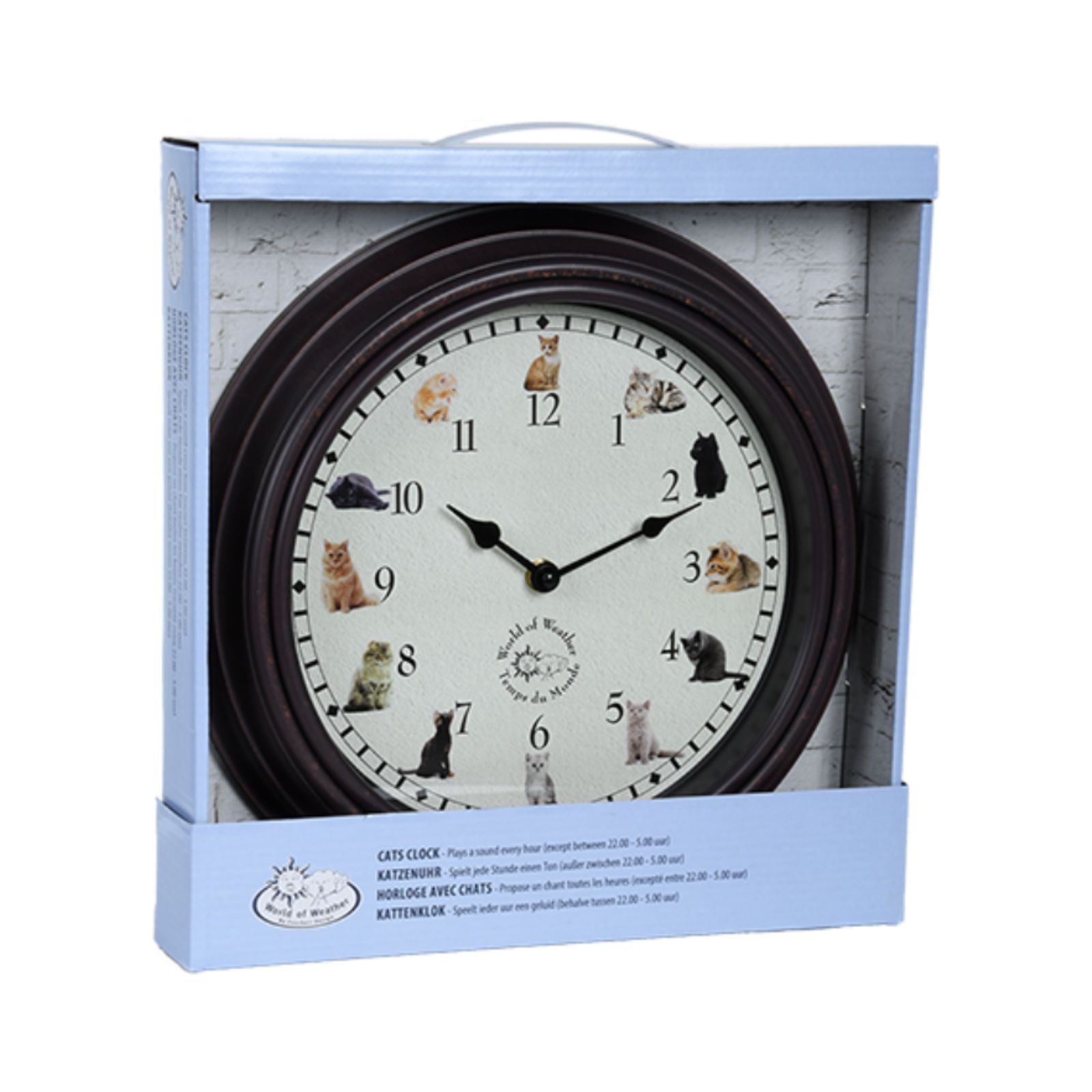 Ceas de perete din polipropilena si PVC Cats sounds Esschert Design, 2, hectarul.ro