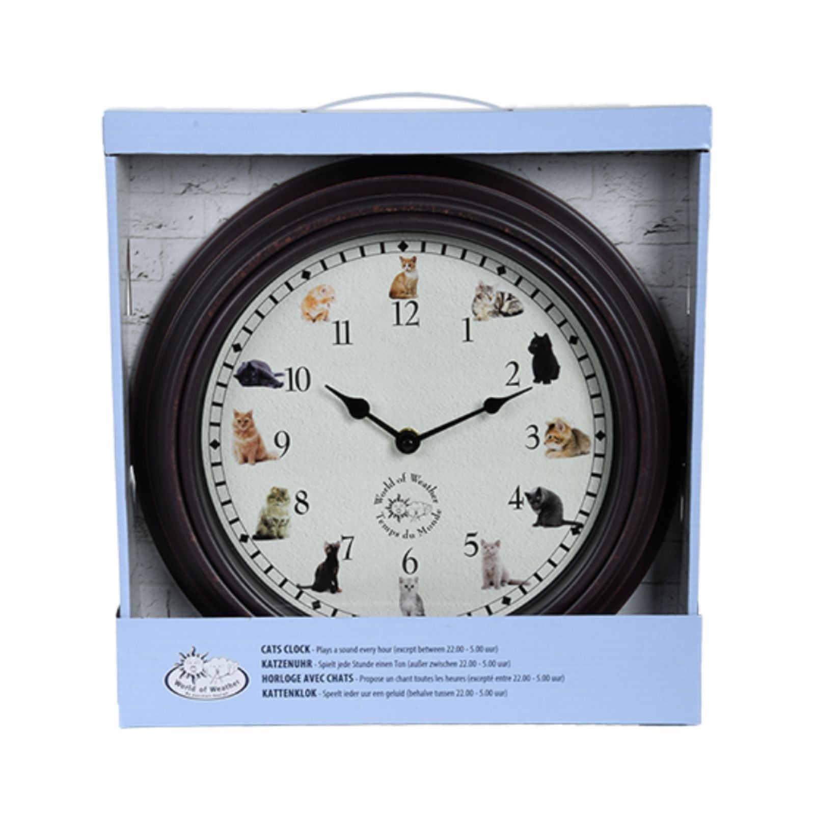 Ceas de perete din polipropilena si PVC Cats sounds Esschert Design, 3, hectarul.ro