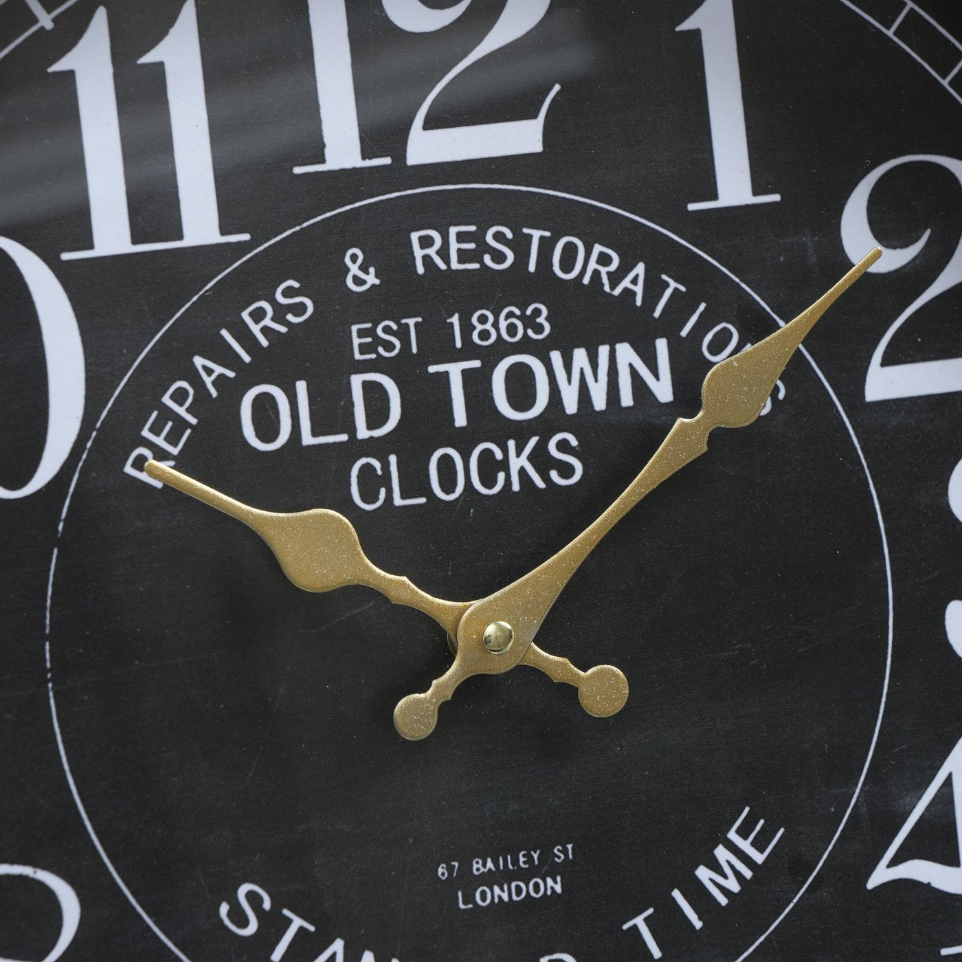 Ceas de perete, negru, din MDF, fier si sticla, Lyon Boltze, 2, hectarul.ro