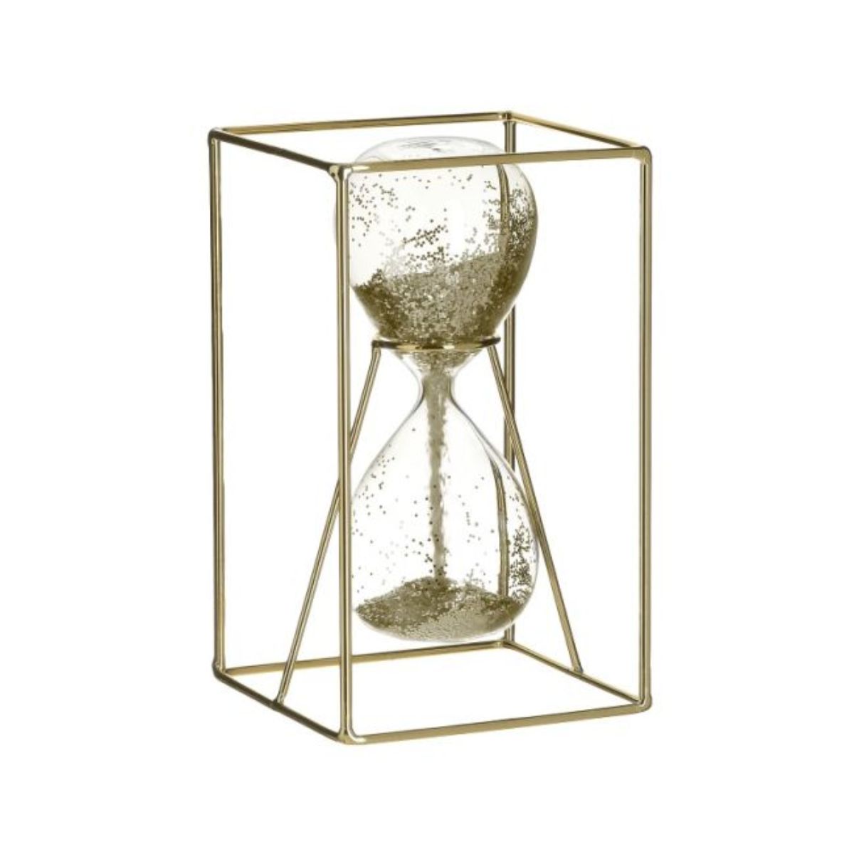 Clepsidra decorativa cu baza metalica aurie 11 cm lungime, 11 cm latime , 19 cm inaltime, 1, hectarul.ro