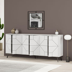 Comoda alba din PAL melaminat 183 cm Dune Decortie