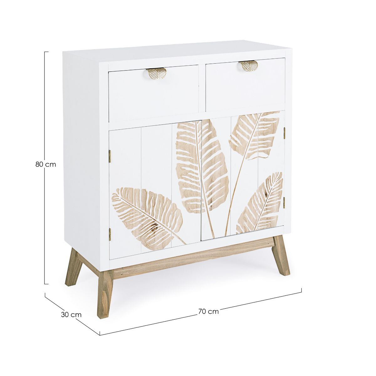 Comoda alb/maro din lemn si MDF 70x30 cm Folium Bizzotto