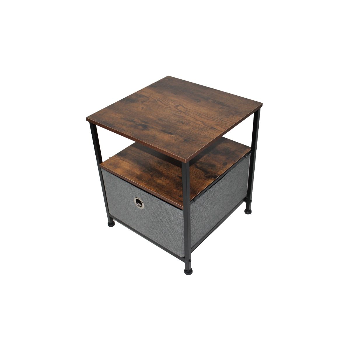 Comoda cu 1 sertar material textil, cadru metalic, blat MDF, 41 x 41 x 47 cm, Grunberg TB89 (gri), 2, hectarul.ro