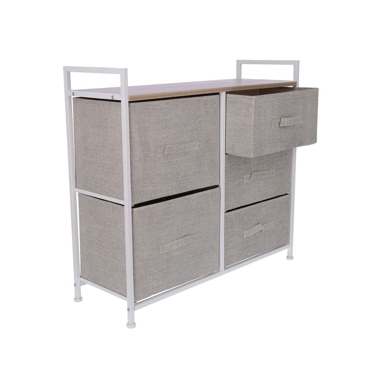 Comoda cu 5 sertare , 83 x 29 x 77 cm , Grunberg TB72 (crem), 2, hectarul.ro