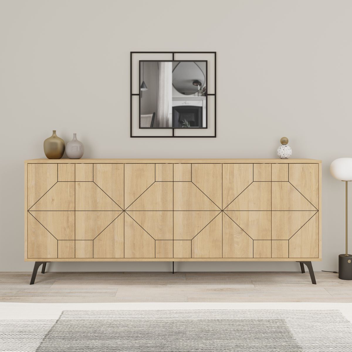Comoda maro stejar din PAL melaminat 183 cm Dune Decortie