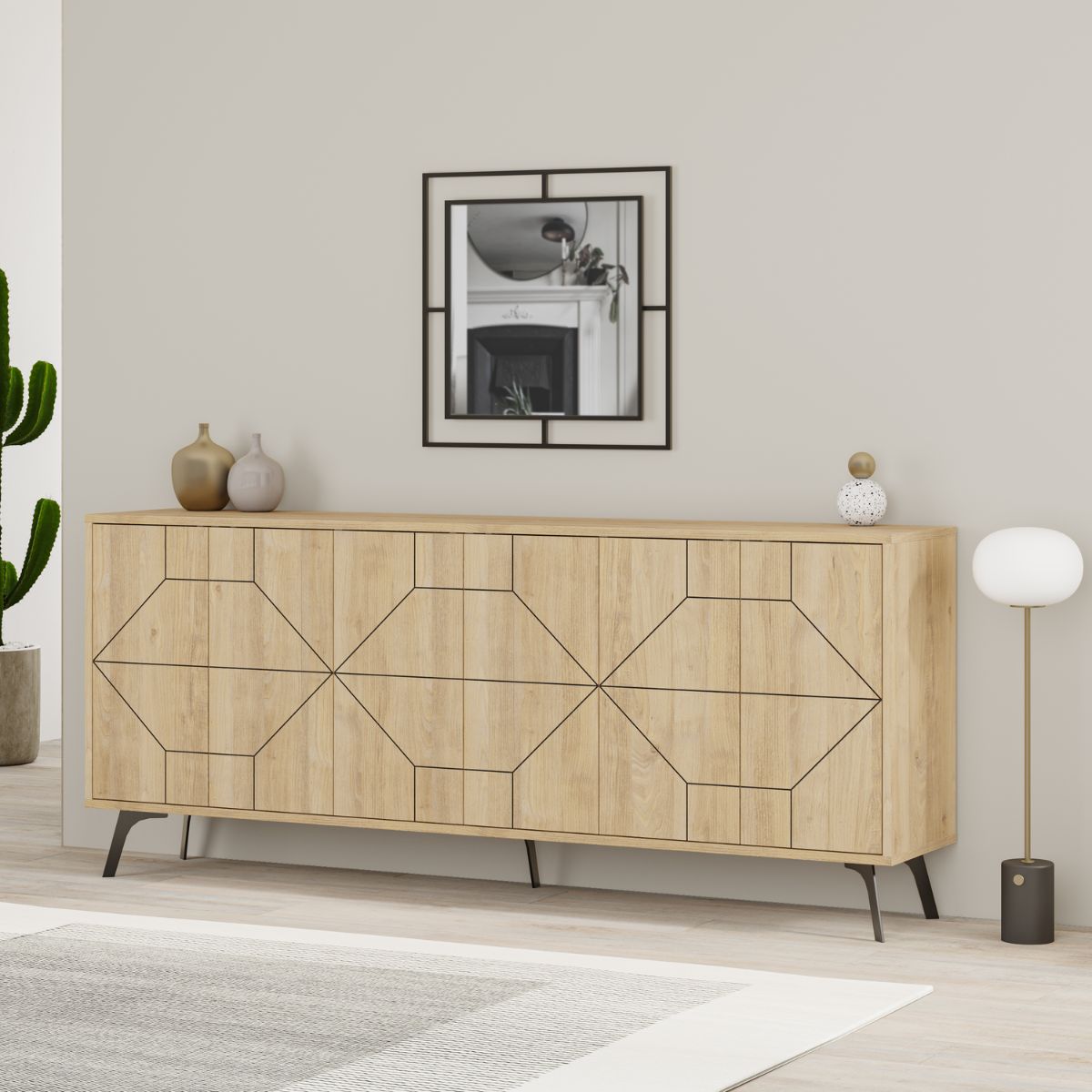 Comoda maro stejar din PAL melaminat 183 cm Dune Decortie