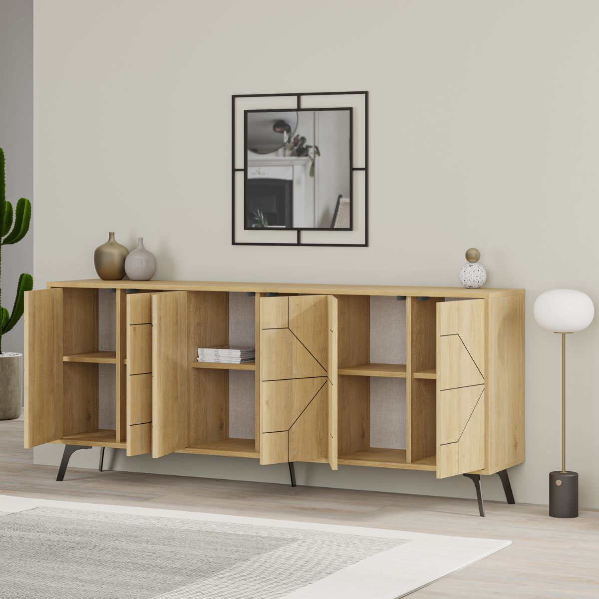 Comoda maro stejar din PAL melaminat 183 cm Dune Decortie