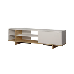 Set comoda TV alb / maro stejar din PAL melaminat 160 cm Stockton Decortie