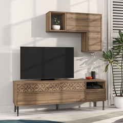 Set comoda TV maro din PAL melaminat 144 cm Heaton Decortie