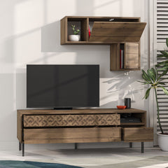 Set comoda TV maro din PAL melaminat 144 cm Heaton Decortie