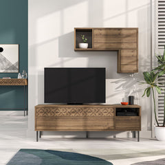 Set comoda TV maro din PAL melaminat 144 cm Heaton Decortie