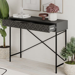 Consola gri antracit din PAL melaminat si fier 110 cm Heaton Decortie