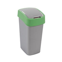 Cos de gunoi Curver FLIP BIN 25L, gri argintiu/verde
