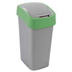 Cos de gunoi Curver FLIP BIN 50L, gri argintiu/verde