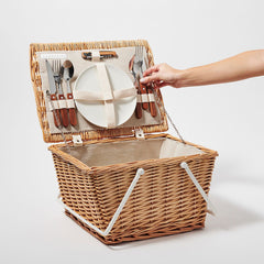 Cos de picnic pentru 2 persoane cu accesorii 40x30x23 cm Sunnylife Natural