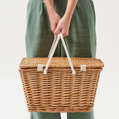 Cos de picnic pentru 2 persoane cu accesorii 40x30x23 cm Sunnylife Natural