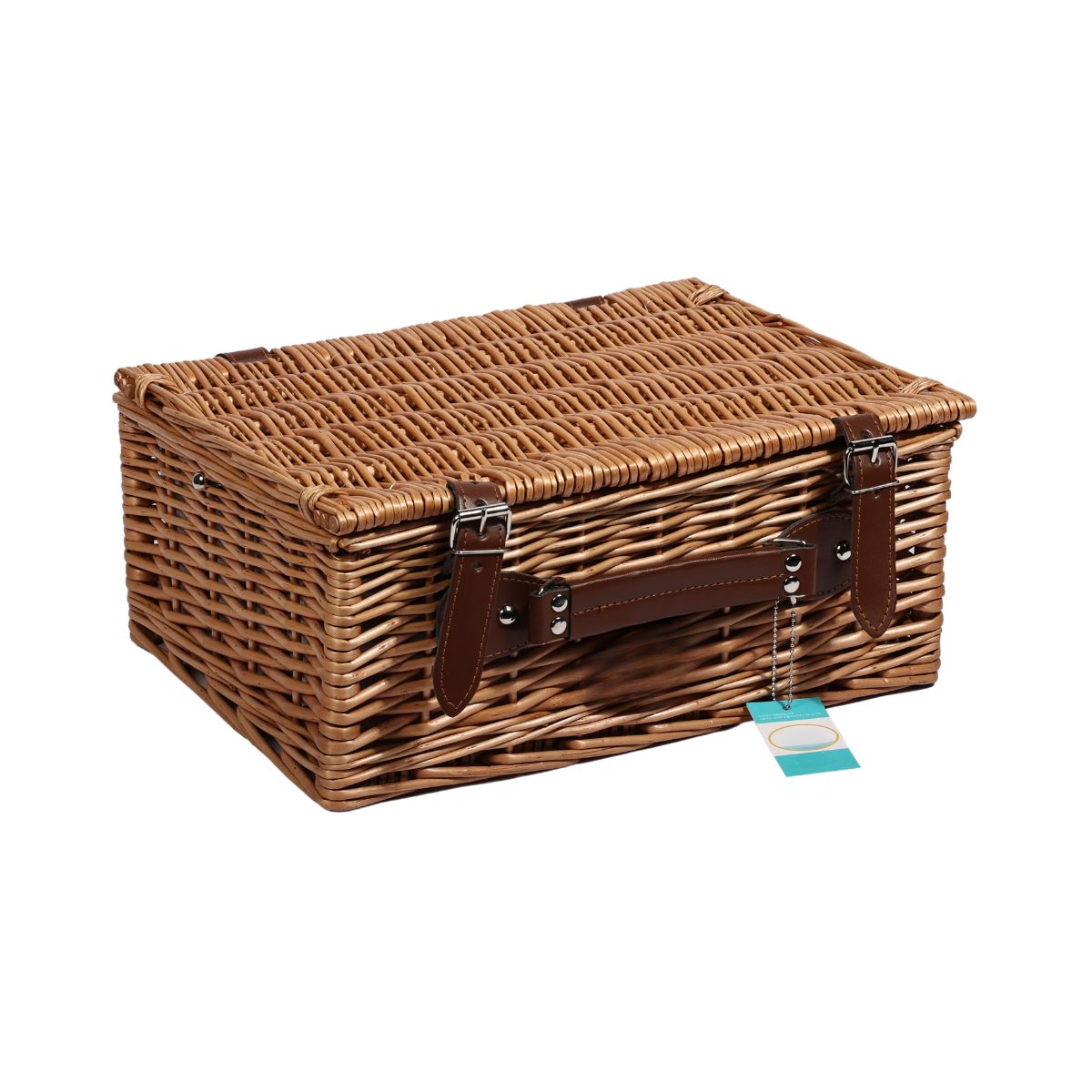 Cos de picnic pentru 2 persoane din rachita naturala maro cu vesela si tacamuri  ZQ23-1194, 1, hectarul.ro