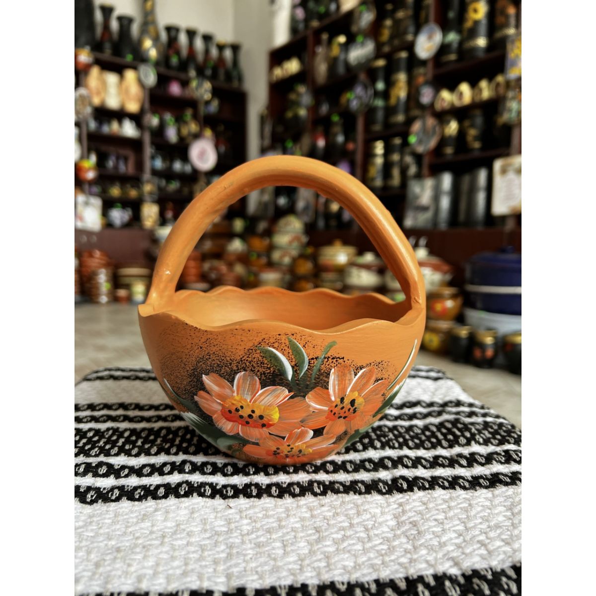 Cos din ceramica portocaliu, 3, hectarul.ro