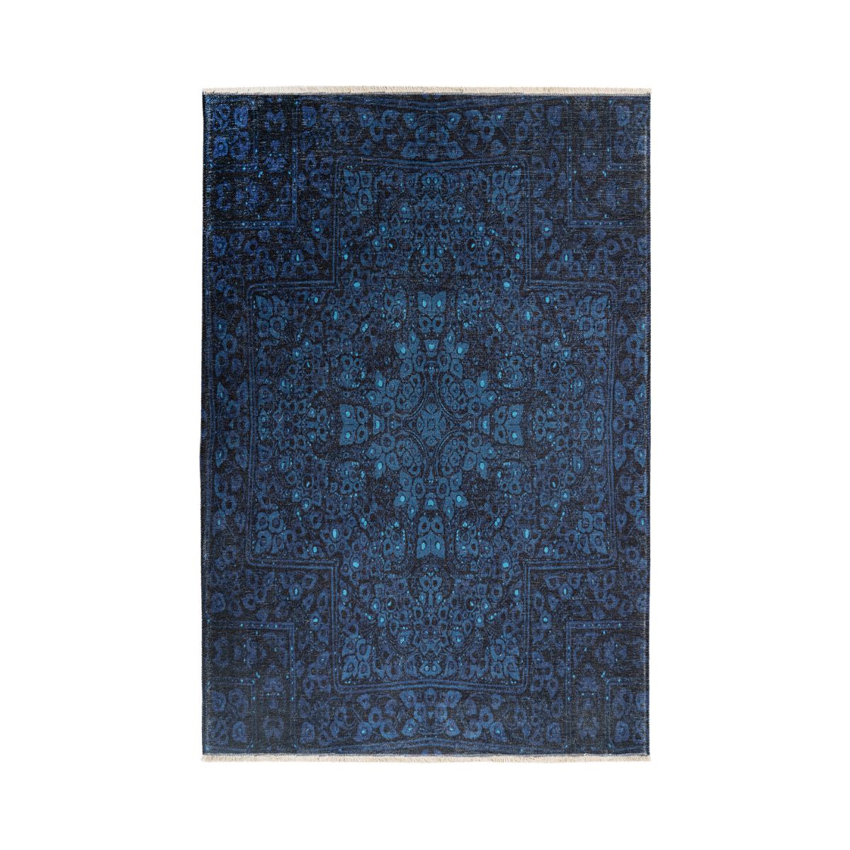 Covor albastru din bumbac si poliester My Azteca 550 Obsession, 1, hectarul.ro
