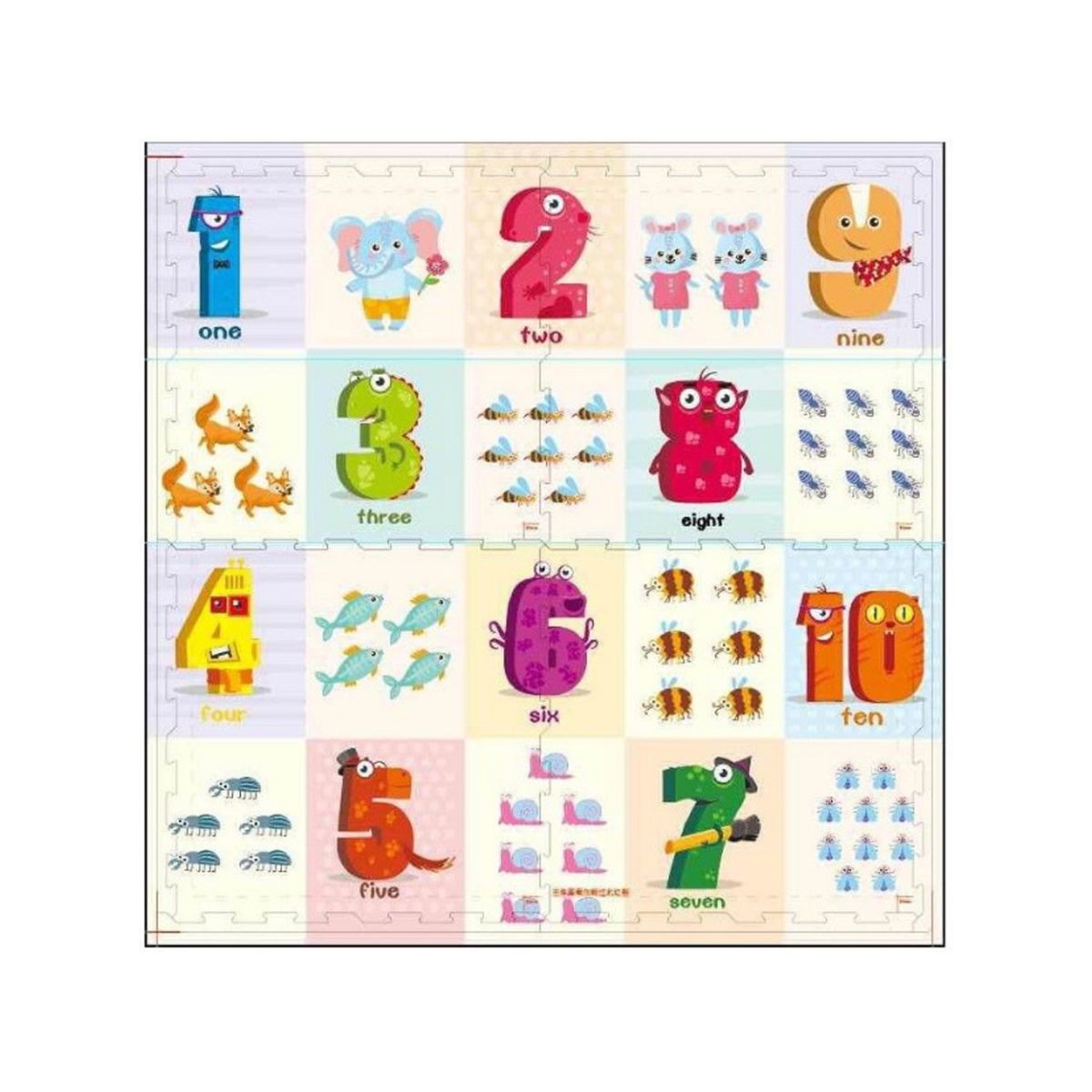 Covor de joaca puzzle pentru copii din spuma EVA,  60 x 60 cm, 4 piese - EP 1008C