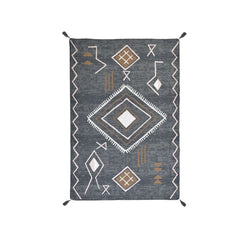 Covor decorativ gri cu modele abstracte, 120x180 cm, bumbac /ploiester