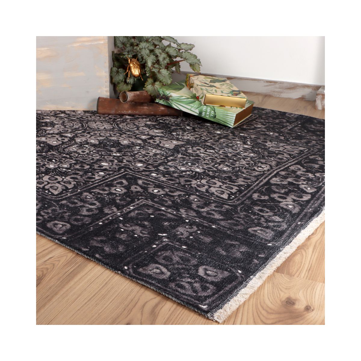 Covor gri din bumbac si poliester My Azteca 550 Obsession 115x170