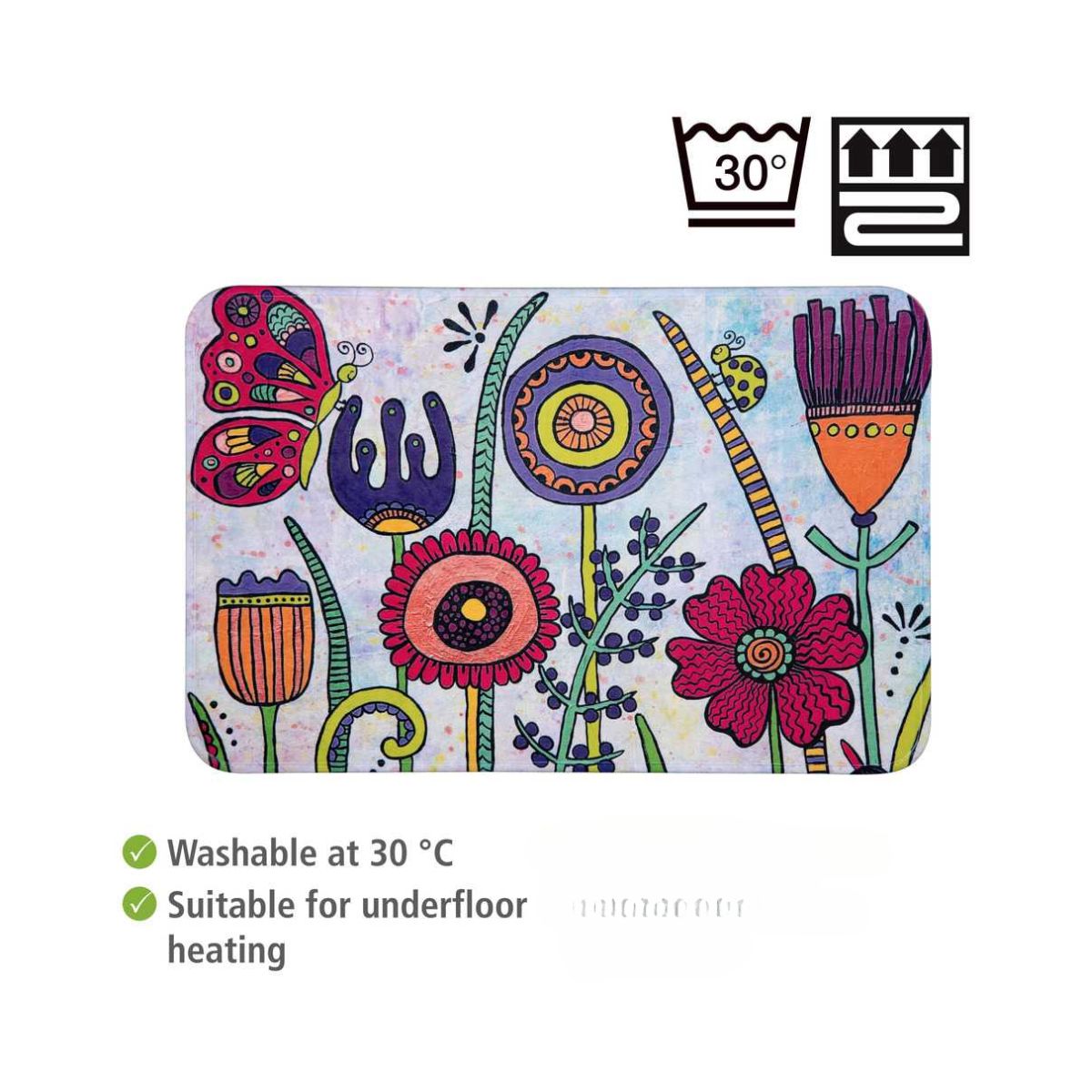 Covoras de baie multicolor din poliester 45 x 70 cm Full Bloom Rollin Art Wenko