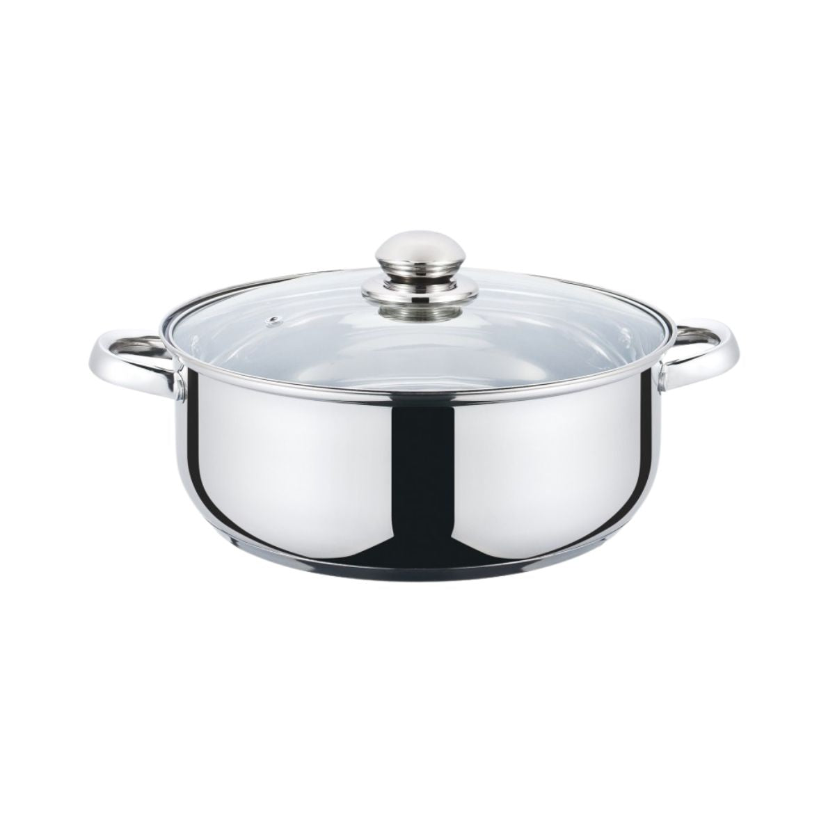 Cratita din inox , compatibila cu plita cu inductie, cu capac din sticla, 26 cm , 5 l , Grunberg GR3118, 1, hectarul.ro