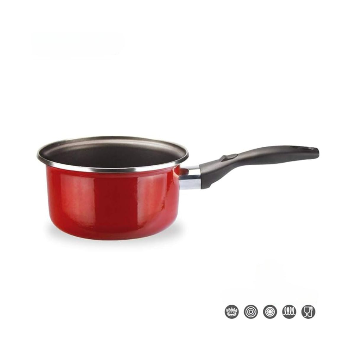 Cratita din otel vitrificat cu dublu strat antiaderent Maison Red Magefesa, 16 cm diametru, 2.1 l, rosie, 2, hectarul.ro