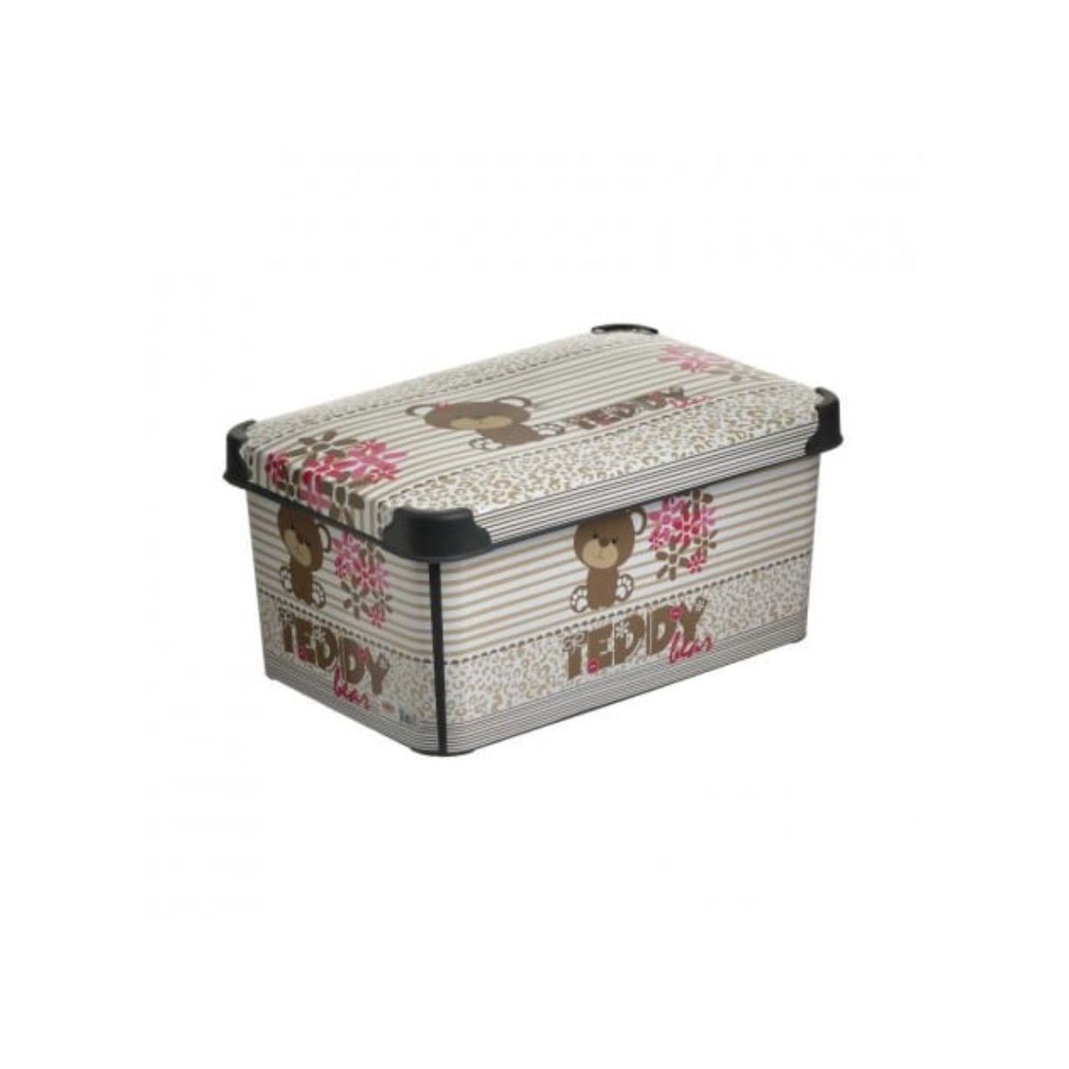Cutie depozitare din plastic cu model Teddy crem/maro 34x12x16 cm, 1, hectarul.ro