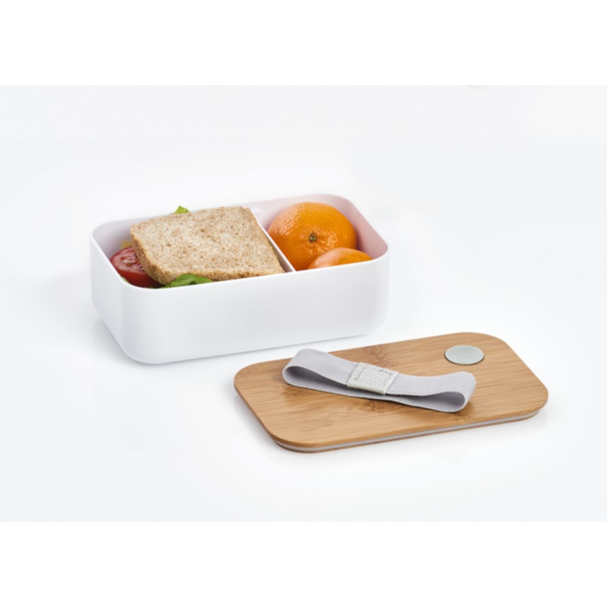 Cutie pentru sandwich, 750 ml, din plastic si bambus, alb Lunch box Zeller, 4, hectarul.ro