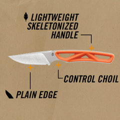 Cutit de exterior Gerber cu teaca, lungime lama 5,7 cm, Caper Exo-Mod, material lama 7Cr17MoV, portocaliu