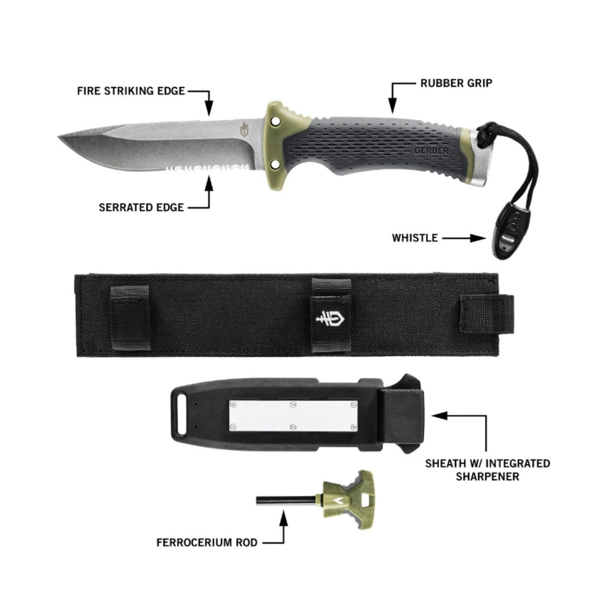 Cutit de supravietuire GERBER, cu  lama fixa, Ultimate Survival SE FSG, 3, hectarul.ro