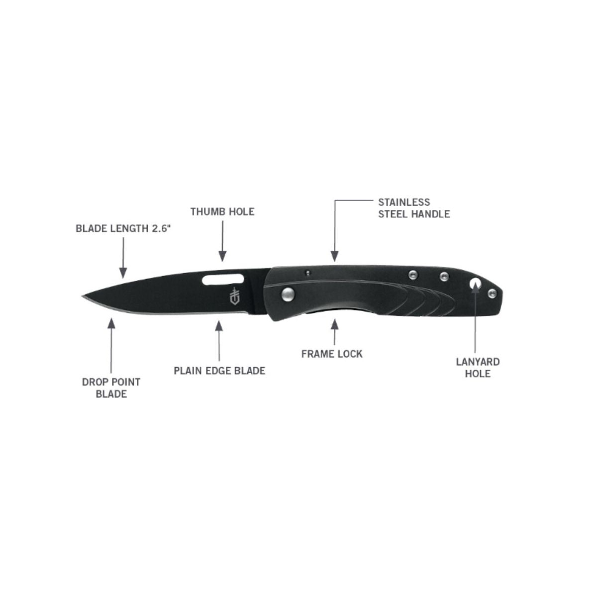 Cutit pliabil de buzunar Gerber, lungime lama 6,6 cm, STL 2,5 Pocket Folder, negru