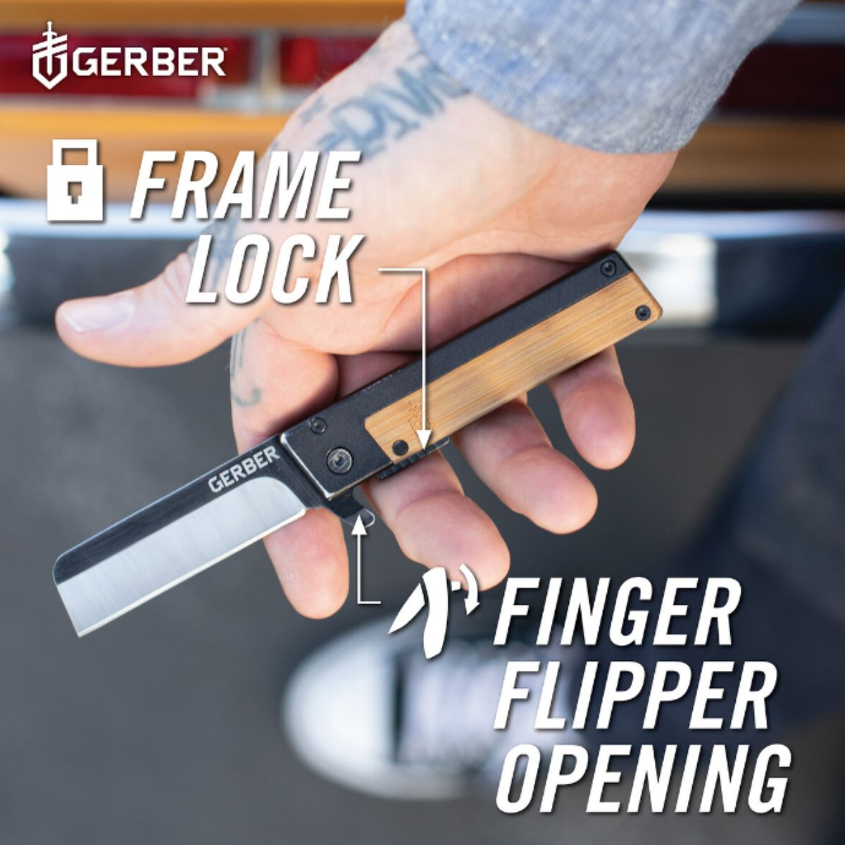Cutit pliabil de buzunar Gerber, lungime lama 6,8 cm Quadrant Modern Folding Bambo