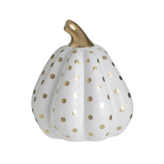 Decoratiune alb/auriu din ceramica dovleac Φ18Χ20 Inart