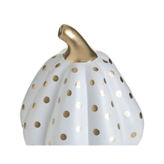 Decoratiune alb/auriu din ceramica dovleac Φ18Χ20 Inart